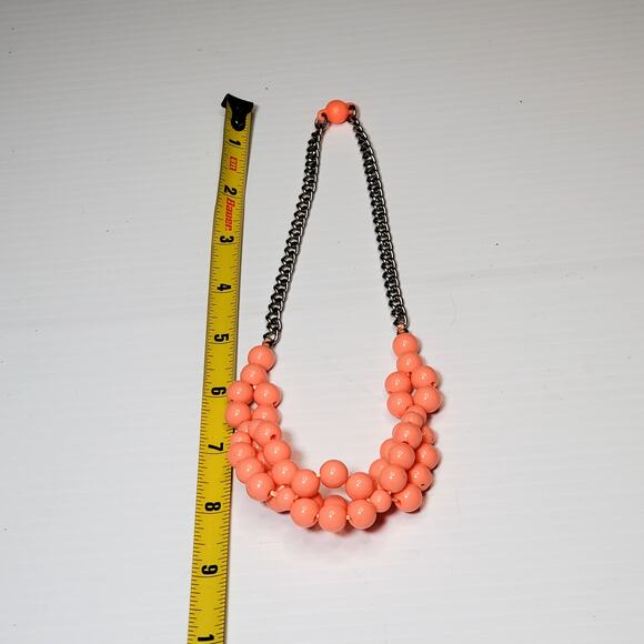 Pink Beaded Cluster Silver Tone Necklace 16" Unsigned Snap Closure Retro - Picture 5 of 5